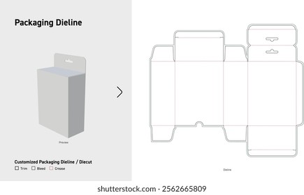 Tuck End Box back open hookDieline