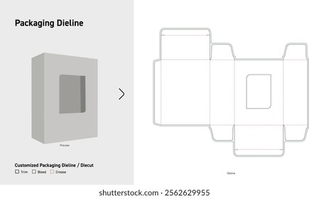 Tuck End Box Double sided with window Dieline