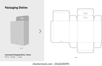 Tuck End box with hanging hook Dieline