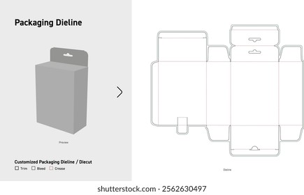 Tuck End box with hanging hook Dieline