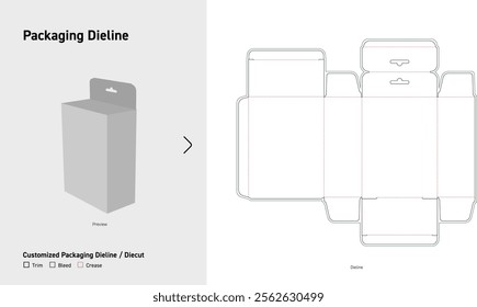 Tuck End box with hanging hook Dieline