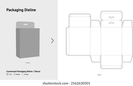 Tuck End box with hanging hook Dieline