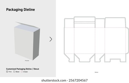 Tuck End Box with zipper Dieline