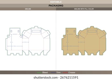 Tuck end boxes dieline ladder type with die line layout, printable product packaging mockup, vector template, and professional packaging design for display boxes