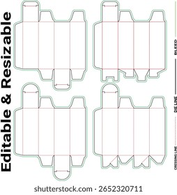 Tuck end software box die line, modelo de caixa de embalagem editável e redimensionável Die-Cut Design para fácil personalização
