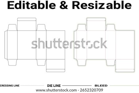Tuck end software box die line, Editable and Resizable Packaging Box Template Die-Cut Design for Easy Customization
