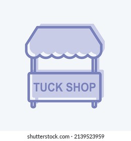Tuck Shop Icon in trendy blue eyes style isolated on soft blue background