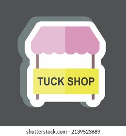 Tuck Shop Sticker in trendy isolated on black background