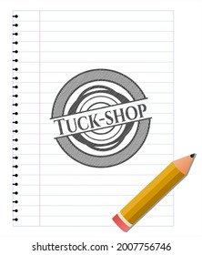 Tuck-shop with pencil strokes. Vector Illustration. Detailed. 