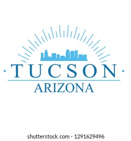 Tucson Arizona. Banner Design. City Skyline. Silhouette Vector. Famous Monuments.