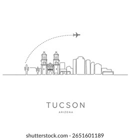 Tucson Arizona Skyline City Line Art.