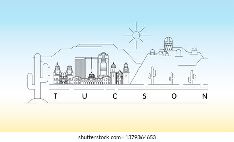 Tucson, Arizona skyline vector illustration and typography design 