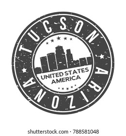 Tucson Arizona USA Stamp. Logo Icon Symbol Design Skyline City Vector.