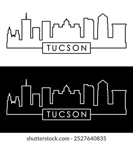 Tucson AZ skyline. Linear style. Single line. Editable vector file.