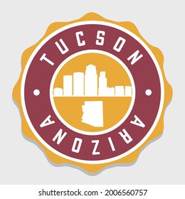 Tucson, AZ, USA Badge City Vector Seal. National Symbol Skyline Stamp Design Icon Label. 