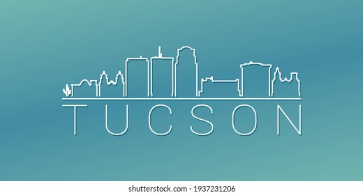 Tucson, AZ, USA Skyline Linear Design. Flat City Illustration Minimal Clip Art. Background Gradient Travel Vector Icon.