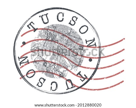Tucson, AZ, USA Stamp Map Postal. Silhouette Seal Roads and Streets. Passport Round Design. Vector Icon. Design Retro Travel National Symbol.