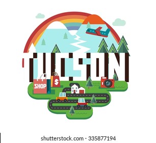 Tucson city logo in colorful vector