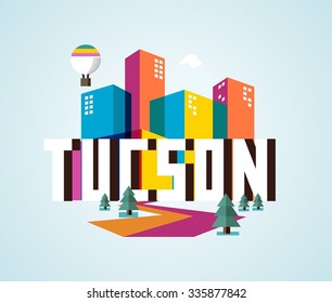 Tucson city logo in colorful vector