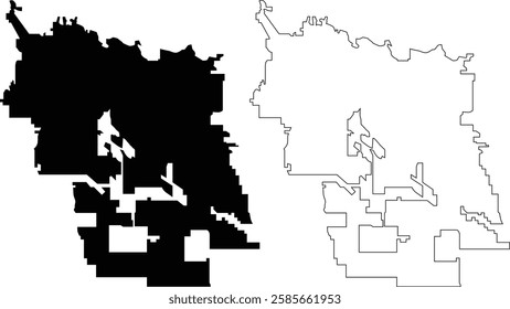 Tucson city USA vector  map, contour, silhouette, outline