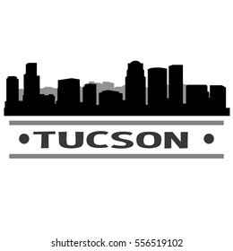 Tucson Silhouette Skyline. Cityscape Vector Famous Buildings Clip Art Design.