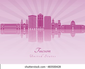 Tucson skyline in purple radiant orchid in editable vector file