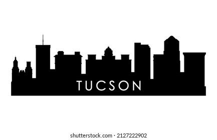 Tucson skyline silhouette. Black Tucson city design isolated on white background. 