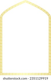 Tudor Arch marco rectangular puerta ventana de la ventana Patrón de la llave griega crujido Lujoso marco dorado patrón oro bordes ornamentales decoración decorativa