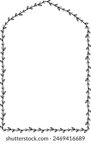 Tudor Arco Vertical Marco arquitectónico arco puerta ventana marco de Antiguas Flor corona hoja Vector floral borde marcos de imagen Rama laurel silueta botánica negro Elementos decoración