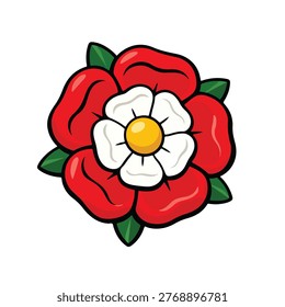 Tudor Rose Flat Vector Icon Isolated on White