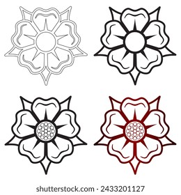 In: Tudor Rose Vector Illustration. In: Traditional Heraldic Emblem of England. Weiße Rose von York
