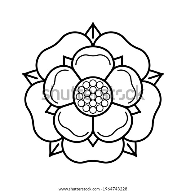 Tudor rose\
vector isolated icon. Traditional heraldic emblem of England. The\
war of roses of houses Lancaster and\
York.