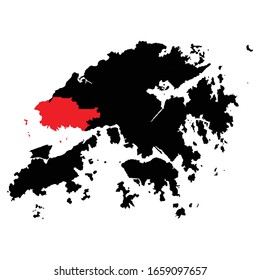 Distrito de Tuen Mun destacado en el mapa Vector EPS 10 de Hong Kong
