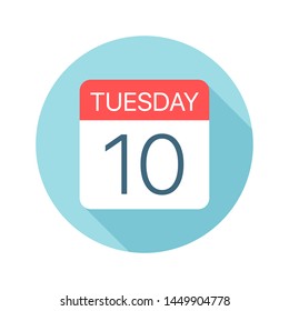Tuesday 10 - Calendar Icon - Vector Illustration