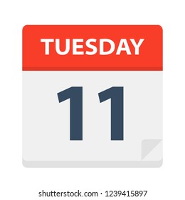 Tuesday 11 - Calendar Icon - Vector Illustration