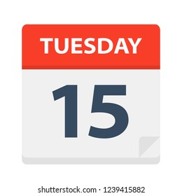 Tuesday 15 - Calendar Icon - Vector Illustration