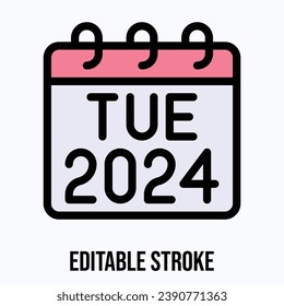 Tuesday 2024 Calendar, Vector Calendar.