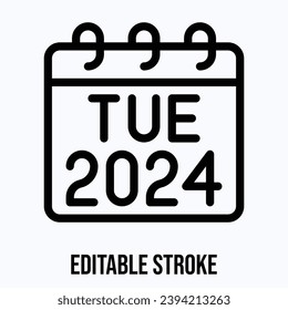 Calendario de martes 2024, Calendario de vectores.
