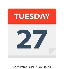 Tuesday 27 - Calendar Icon - Vector Illustration
