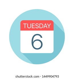 Tuesday 6 - Calendar Icon - Vector Illustration