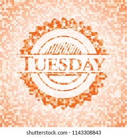 Tuesday abstract orange mosaic emblem