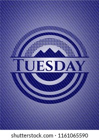 Tuesday badge with denim background