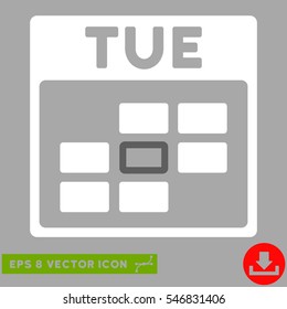 Tuesday Calendar Grid icon. Vector EPS illustration style is flat iconic bicolor symbol, dark gray and white colors.