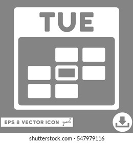 Tuesday Calendar Grid icon. Vector EPS illustration style is flat iconic symbol, white color.
