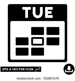 Tuesday Calendar Grid icon. Vector EPS illustration style is flat iconic symbol, black color.