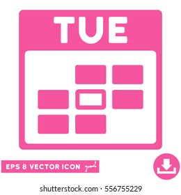 Tuesday Calendar Grid icon. Vector EPS illustration style is flat iconic symbol, pink color.