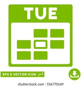 Tuesday Calendar Grid icon. Vector EPS illustration style is flat iconic symbol, eco green color.