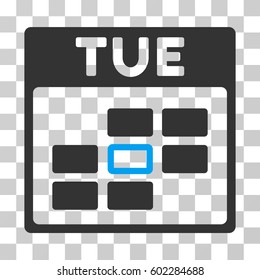Tuesday Calendar Grid icon. Vector illustration style is flat iconic bicolor symbol, blue and gray colors, transparent background. Designed for web and software interfaces.