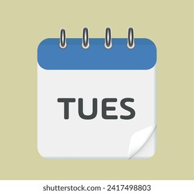 Calendario del martes hoja. Calendario con la fecha del martes. 