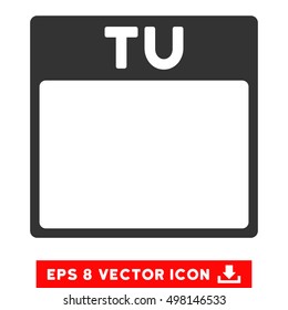 Tuesday Calendar Page icon. Vector EPS illustration style is flat iconic symbol, gray color.